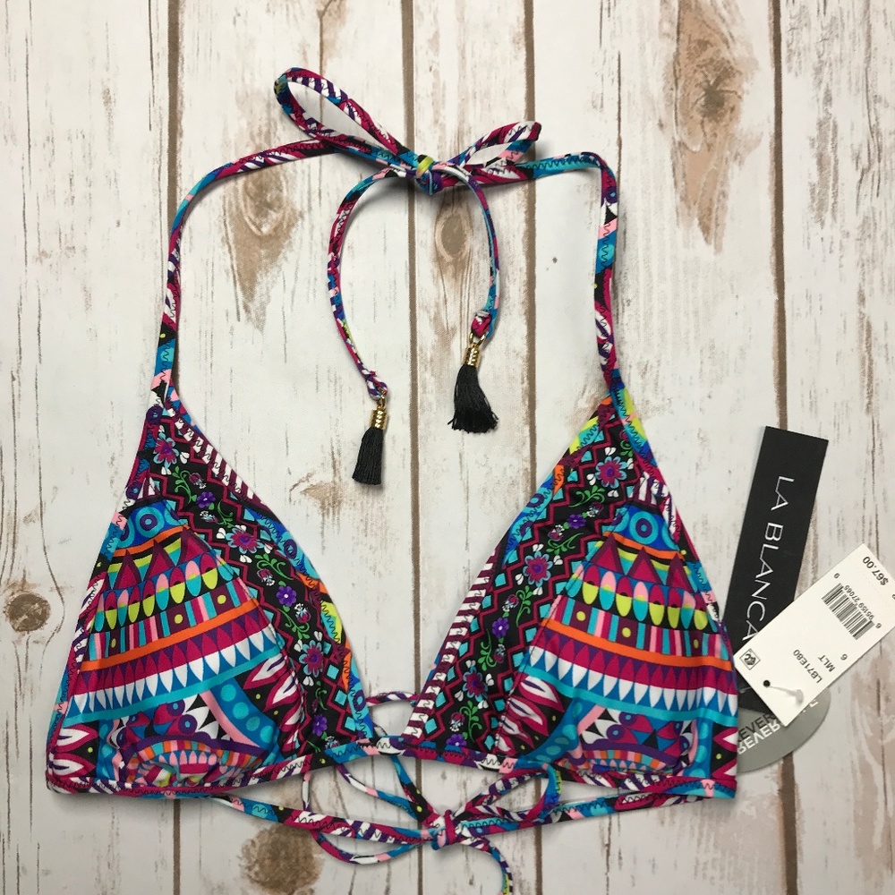 La Blanca Flora Reversible Halter Bikini Top Sz 6